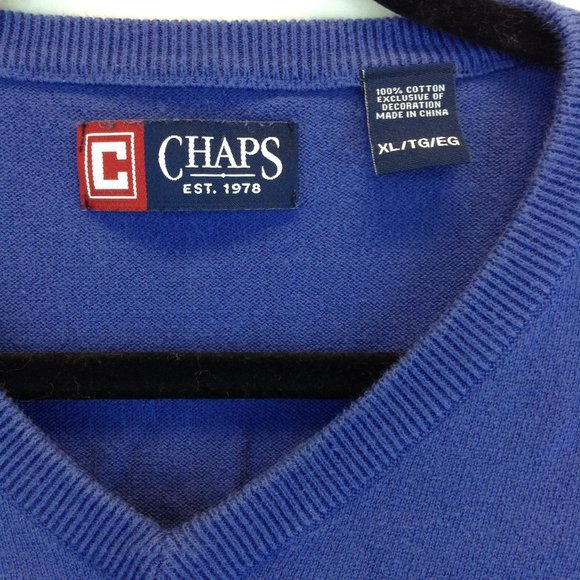 Ralph Lauren Chaps Blue Knit Sweater Pullover Chest Logo - Picture 4 of 10